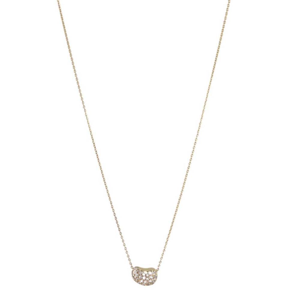 Tiffany & Co. Pavé Diamond Bean Necklace PERETTI 750 18K Gold 3.0g - Picture 2 of 7